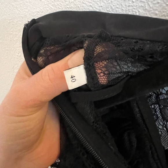 Sandro - Black Floral Lace & Embroidered Puff Sleeve Sheath Dress Size 40 - Picture 5 of 7